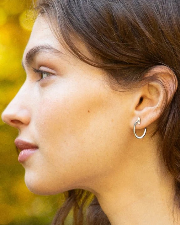 Small Oval Galaxy Wrap Hoop Earrings with White Sapphires