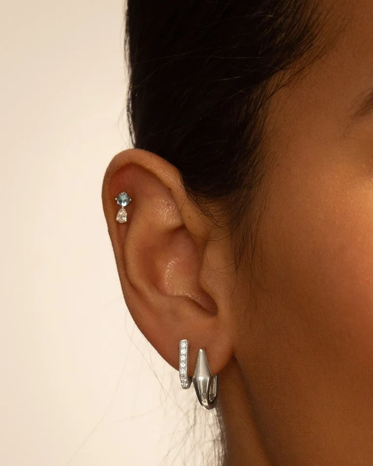 Infinity White Sapphire Huggie Earrings