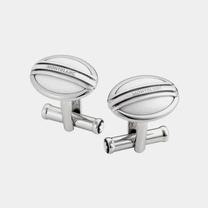 Montblanc Stainless Steel Oval White Agate Cufflinks