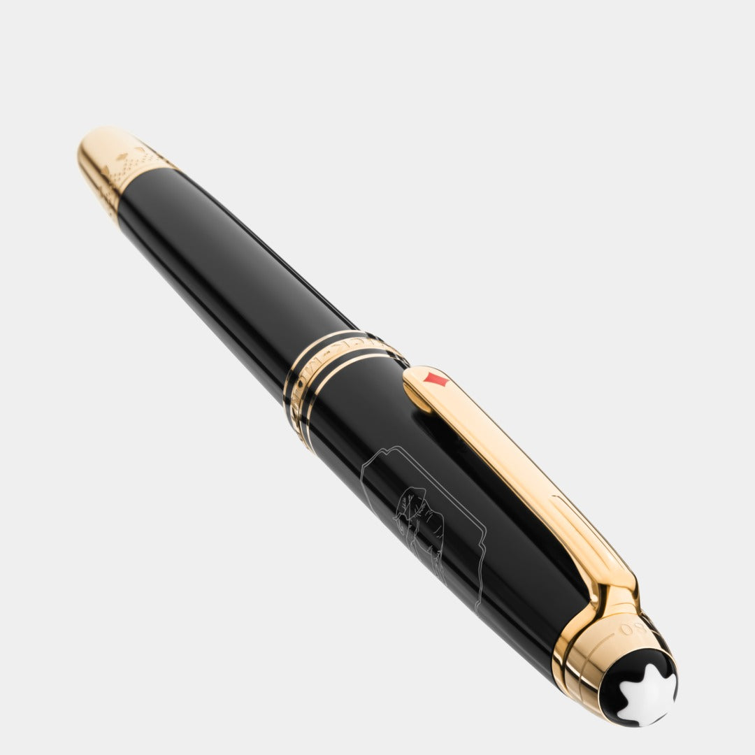 Luxury black and gold pen on a white background