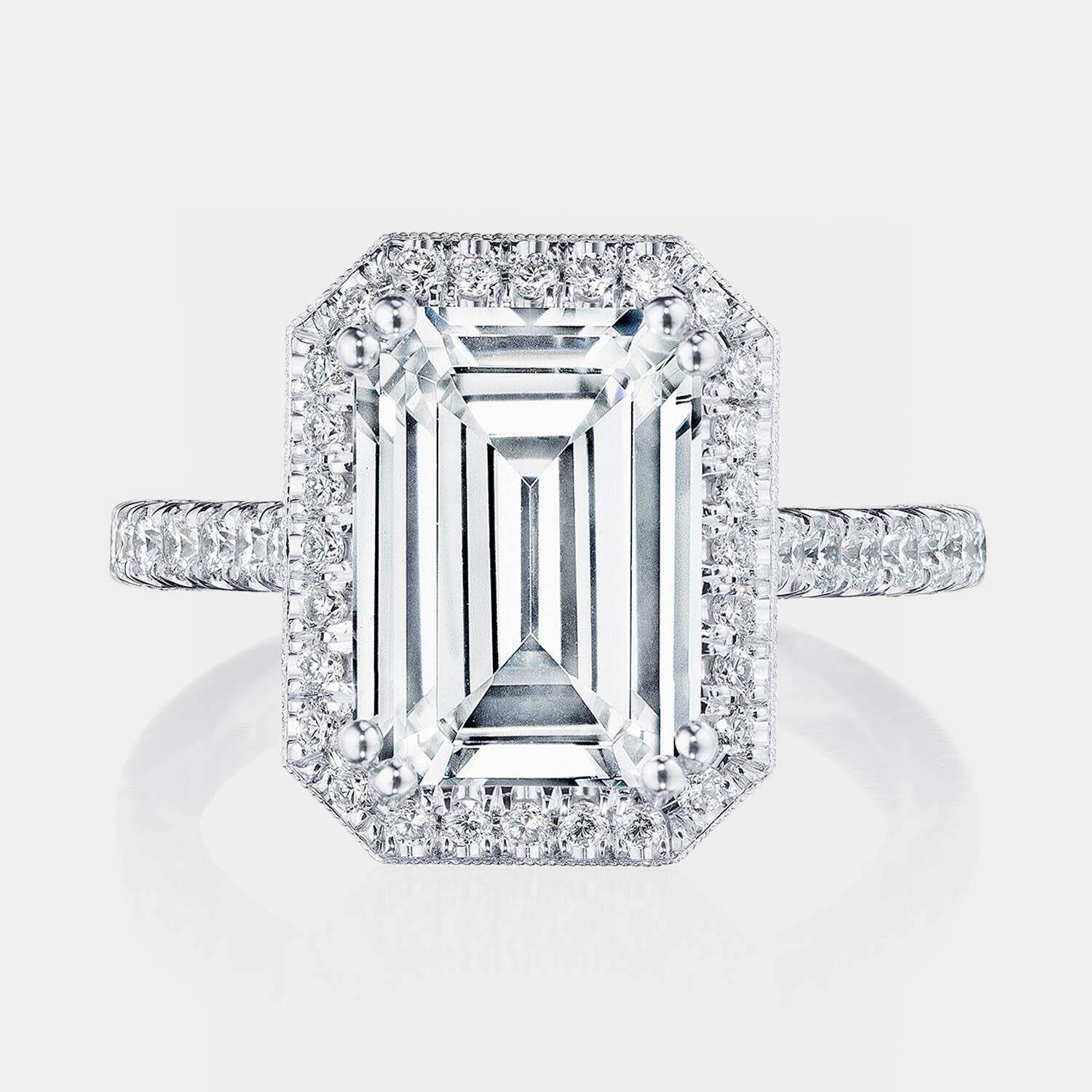 Emerald Halo 18K White Gold Engagement Ring - 269122