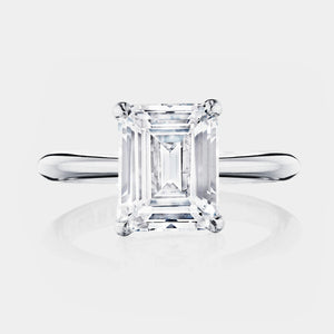 Emerald Solitaire Platinum Engagement Ring - HT2671
