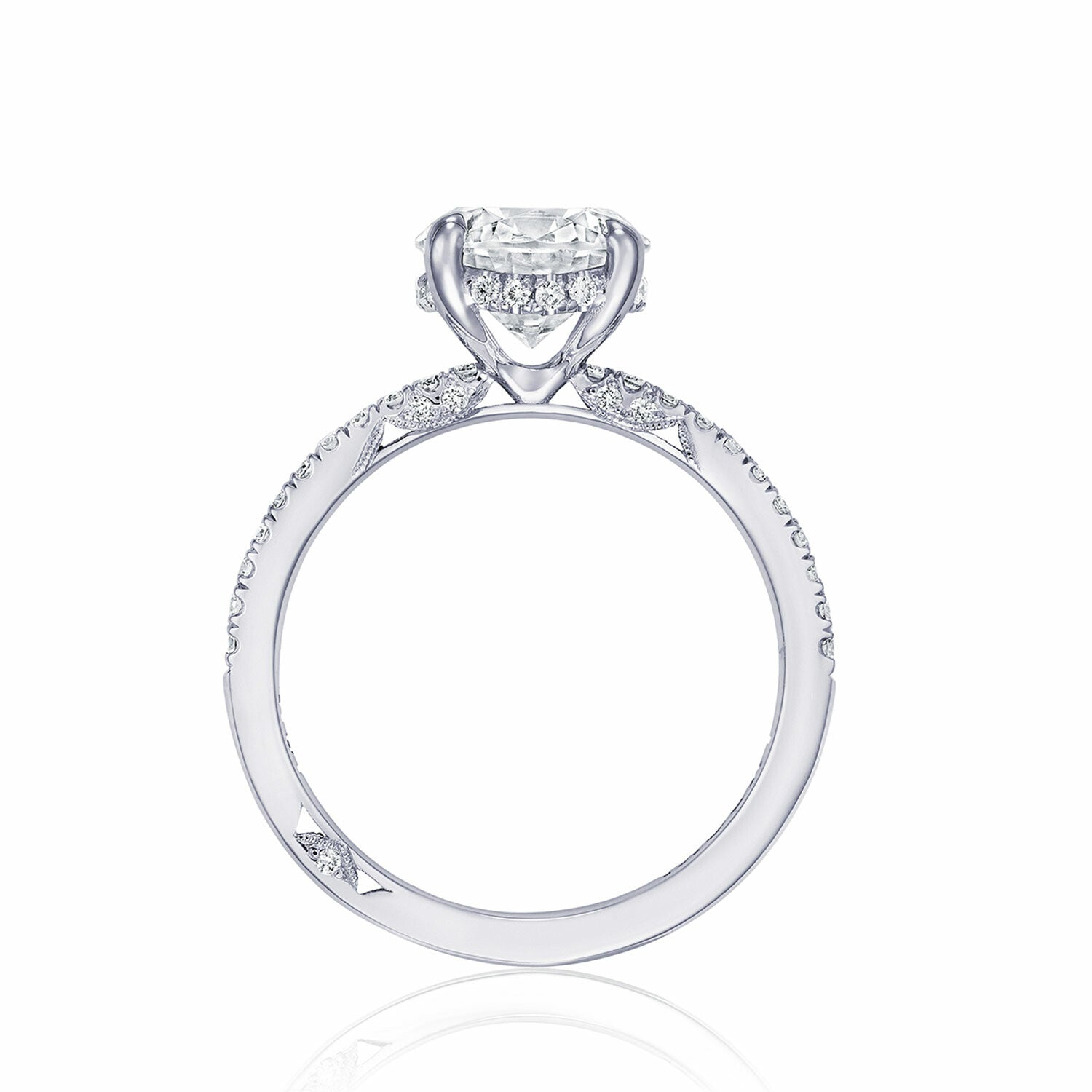Round Pavé Platinum Engagement Ring - 267015