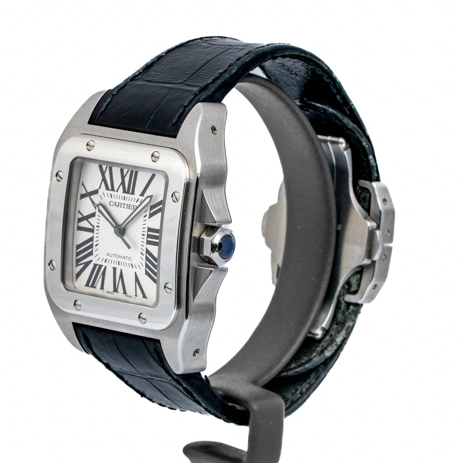 Cartier Santos 100 White Dial on Strap -  W20073XB