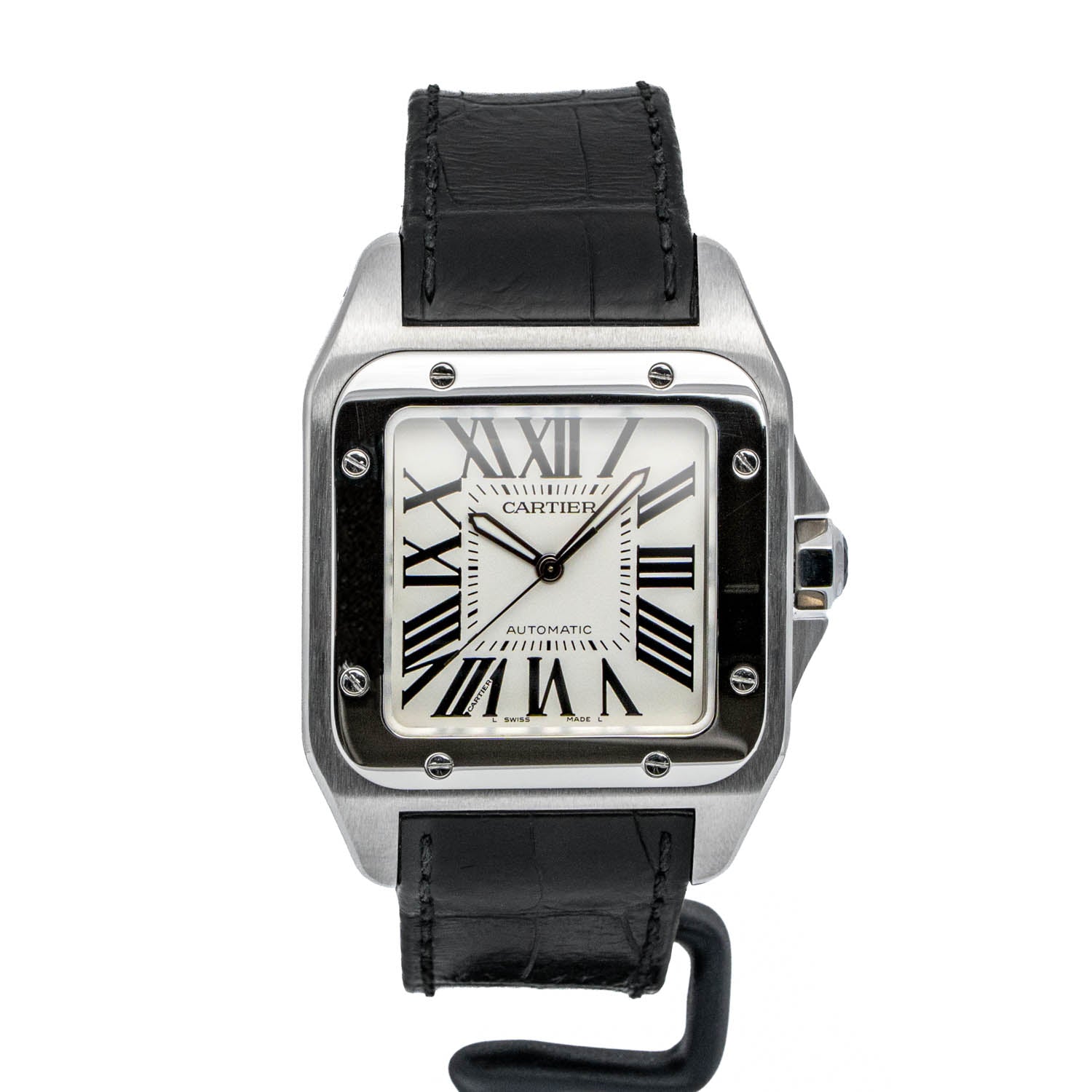 Cartier Santos 100 White Dial on Strap -  W20073XB