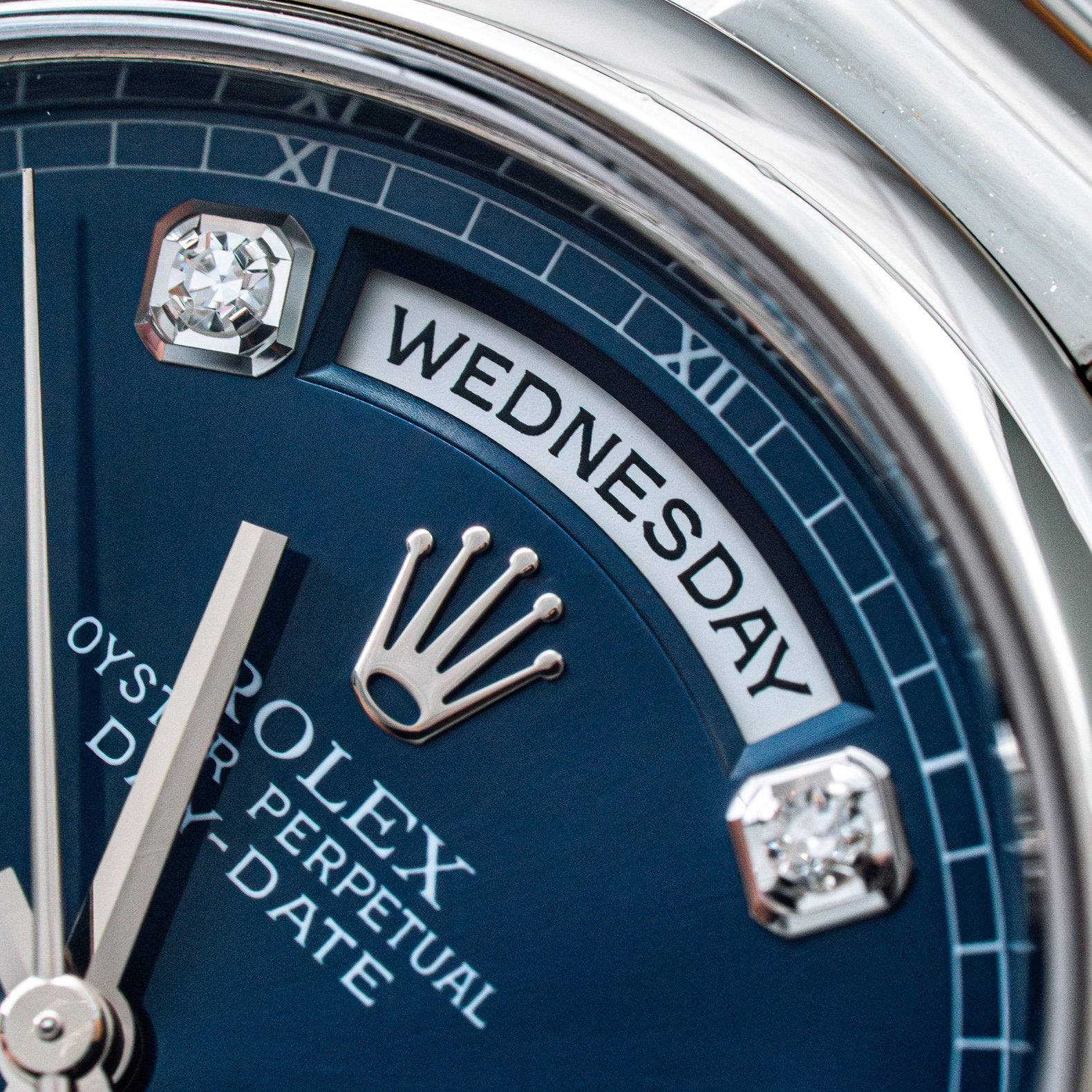 Rolex Day-Date Platinum 36mm Blue Diamond Dial - 118206