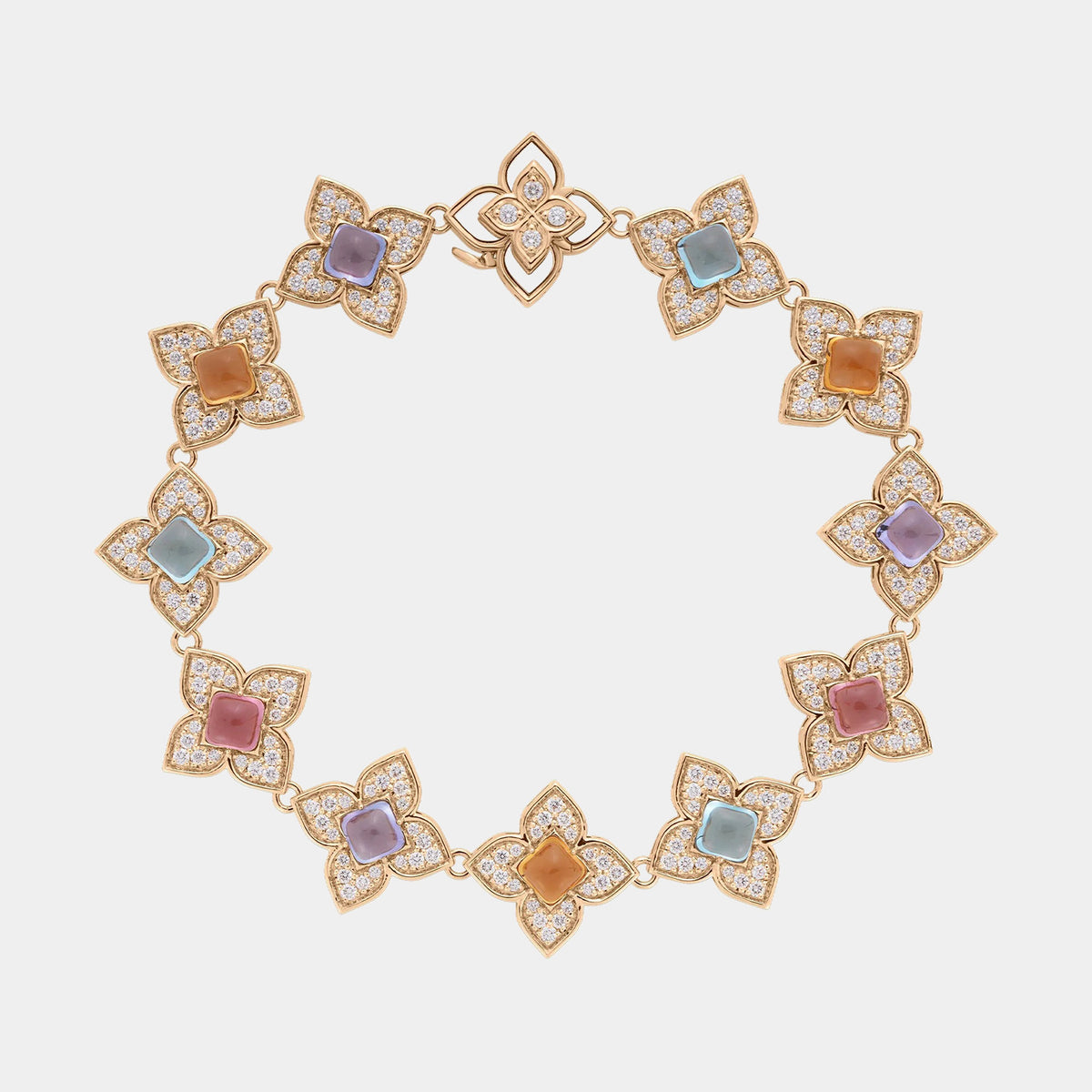 Venetian Princess Carnival Pavé Diamond & Mixed Gemstone Flower Bracelet