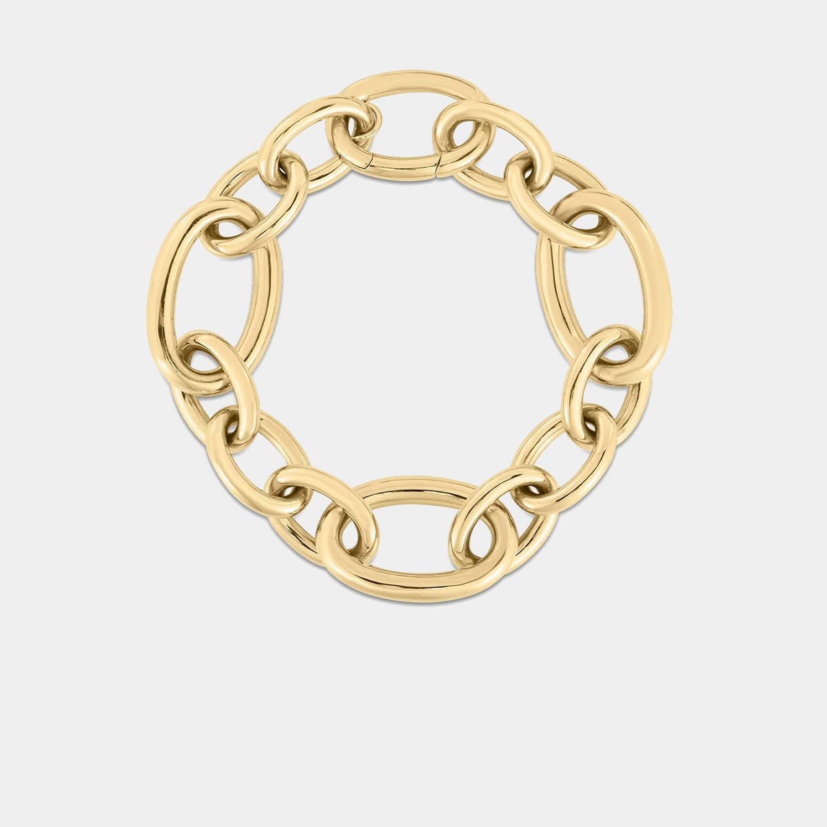 Designer Gold Alternating Round and Oval Link Chain Bracelet in 18K Yellow Gold