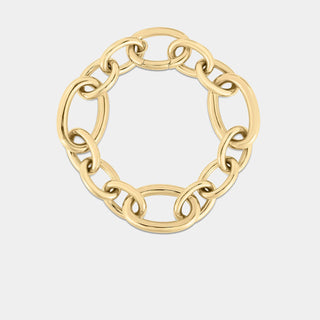Designer Gold Alternating Round and Oval Link Chain Bracelet in 18K Yellow Gold