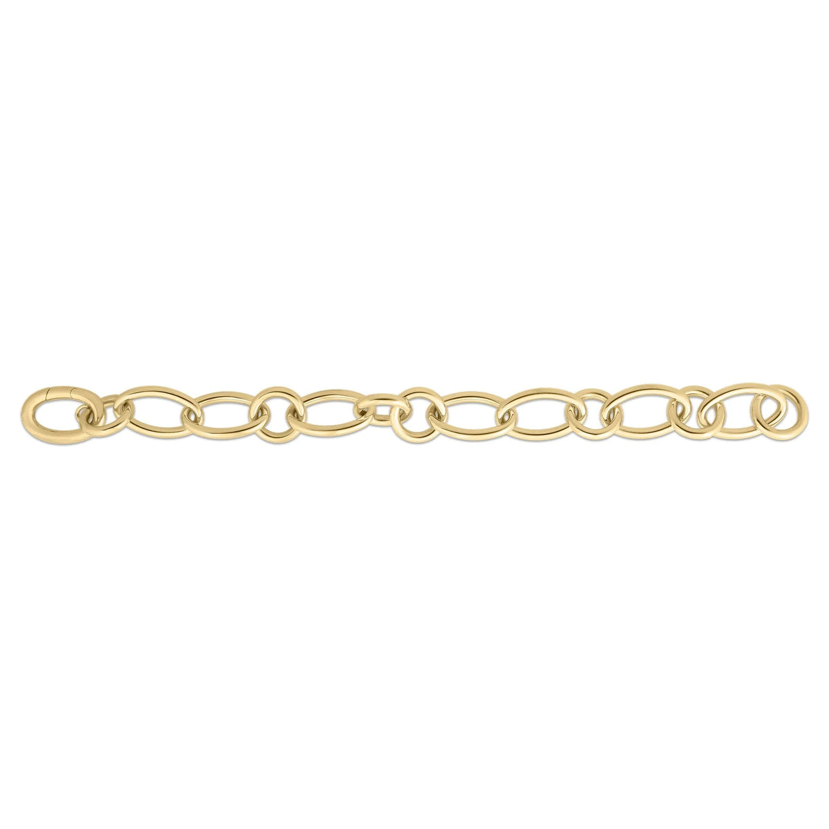 Designer Gold Alternating Round and Oval Link Chain Bracelet in 18K Yellow Gold