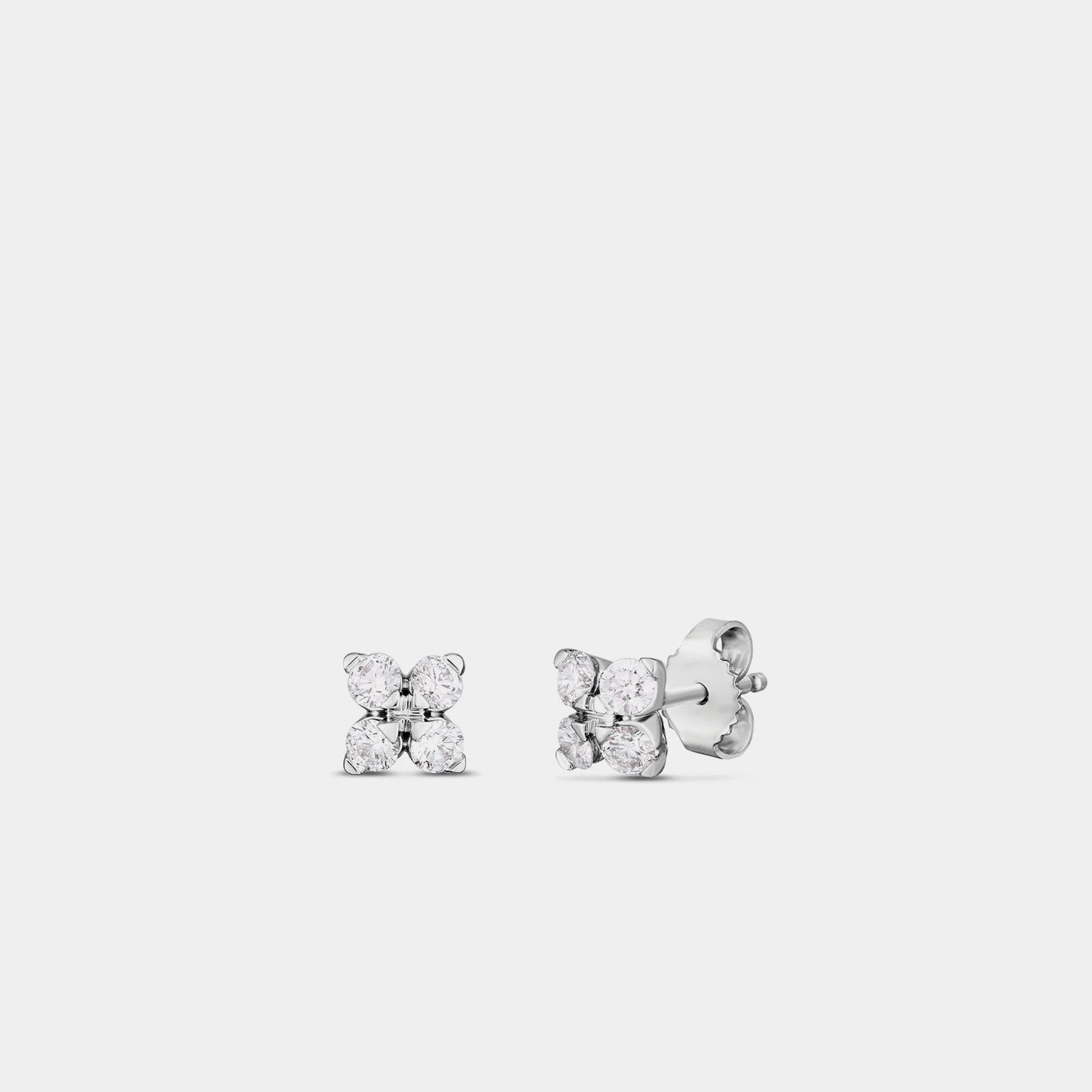 Love in Verona Small Flower Diamond Stud Earrings in White Gold