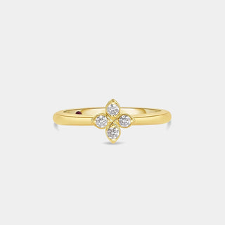 Love in Verona Small Pavé Diamond Flower Ring in 18K Yellow Gold