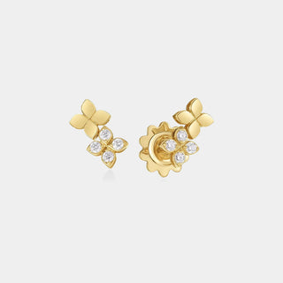 Love in Verona Diamond & Polished Double Flower Stud Earrings