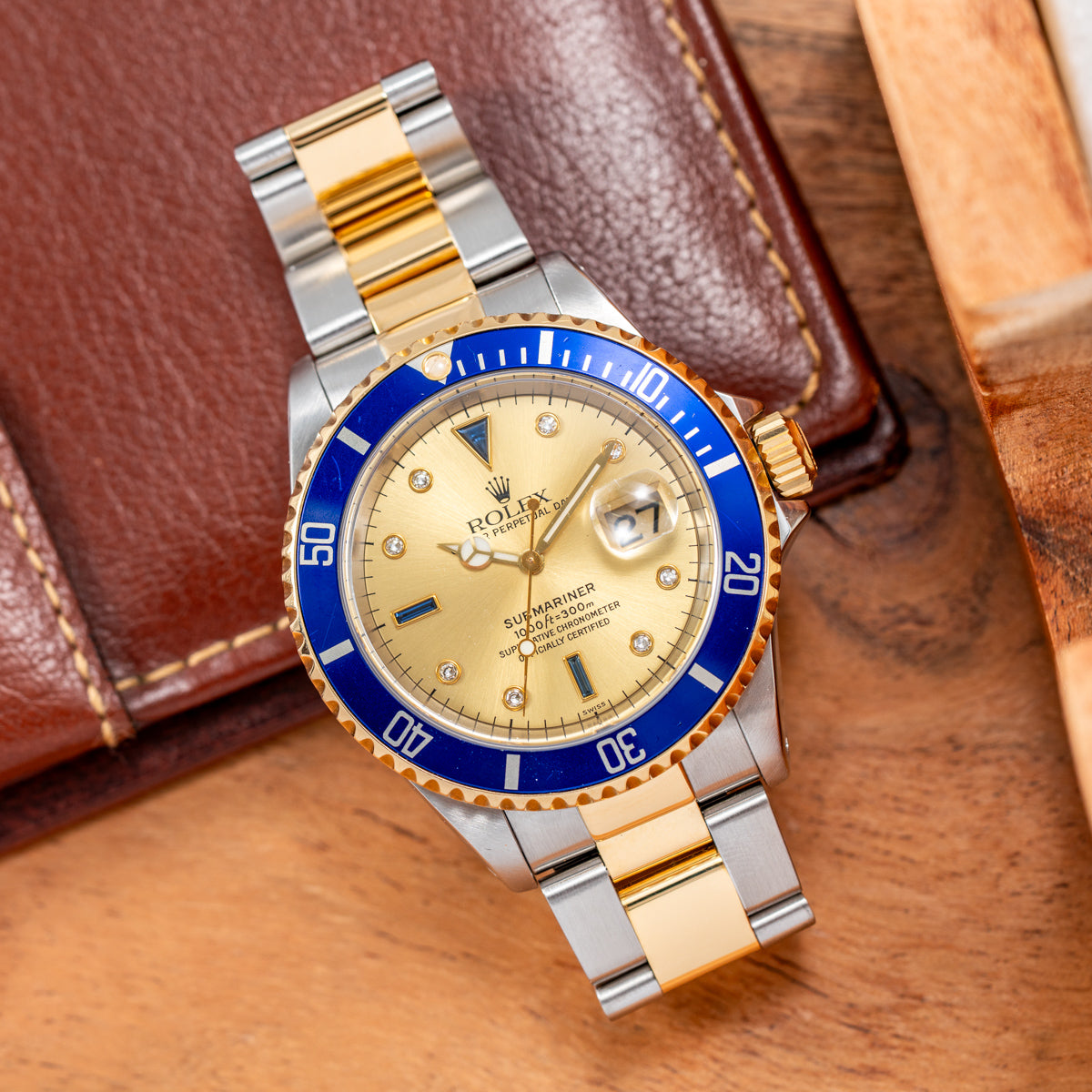 Rolex Submariner Date Two-Tone Champagne Diamond Dial 40mm - 16613