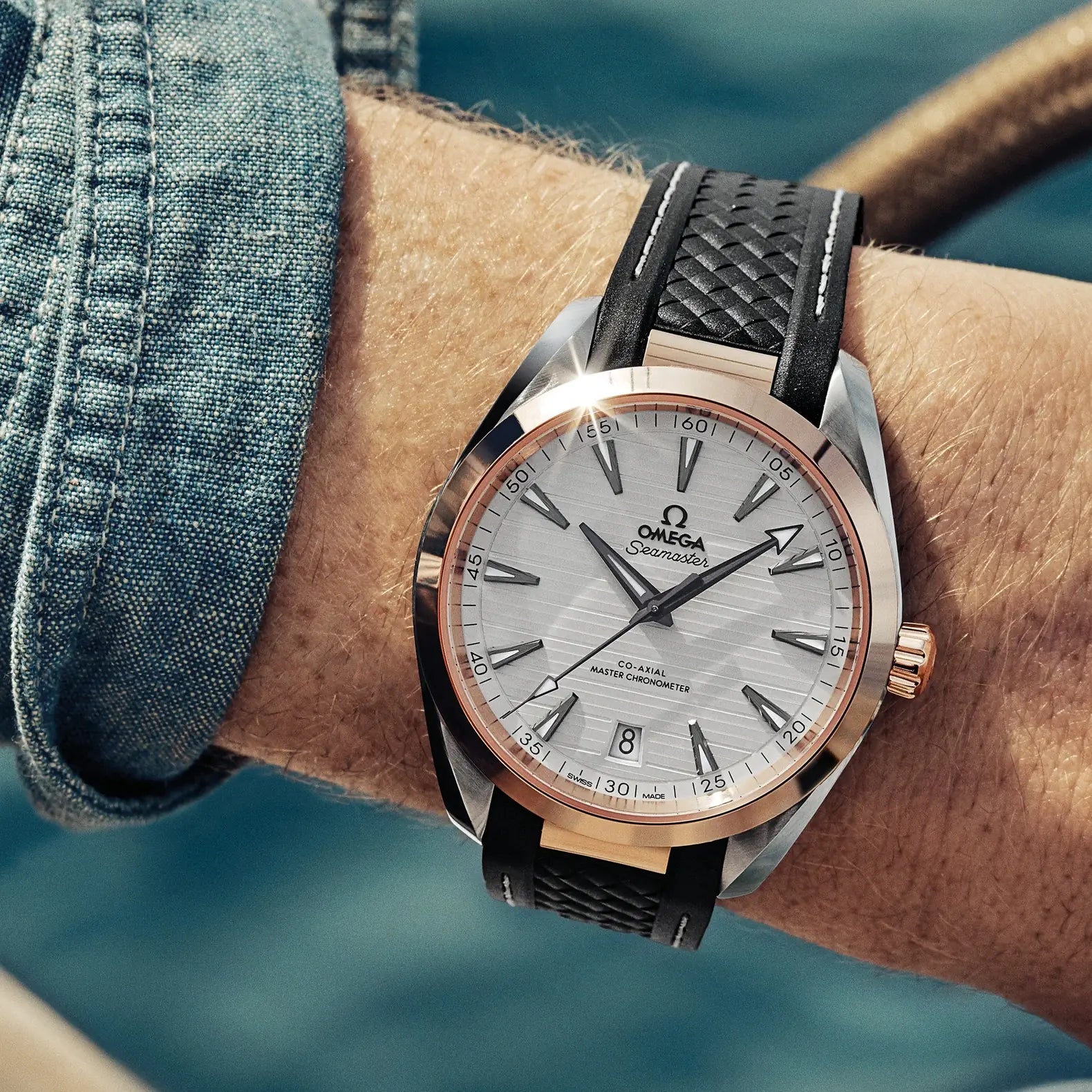 Seamaster Aqua Terra Two-Tone 41mm - Silver Dial on Rubber