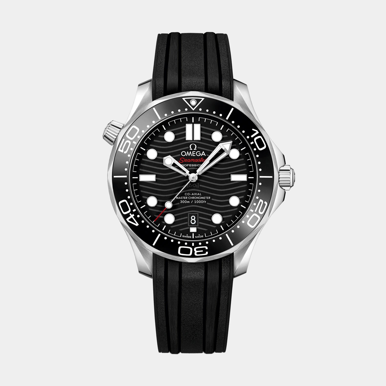 Seamaster Diver 300M - Black Dial with Date on Rubber Strap