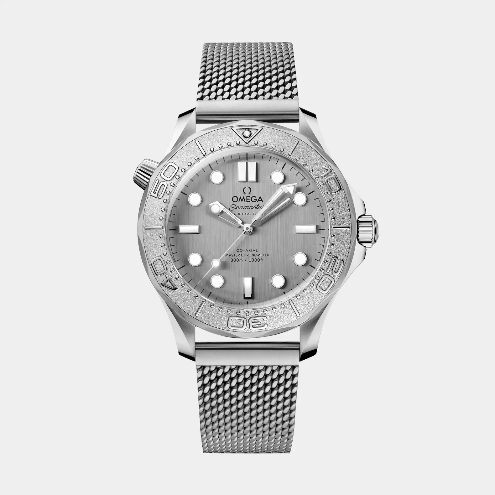 Seamaster Diver 300M - Titanium Bezel Silver Dial on Mesh Bracelet