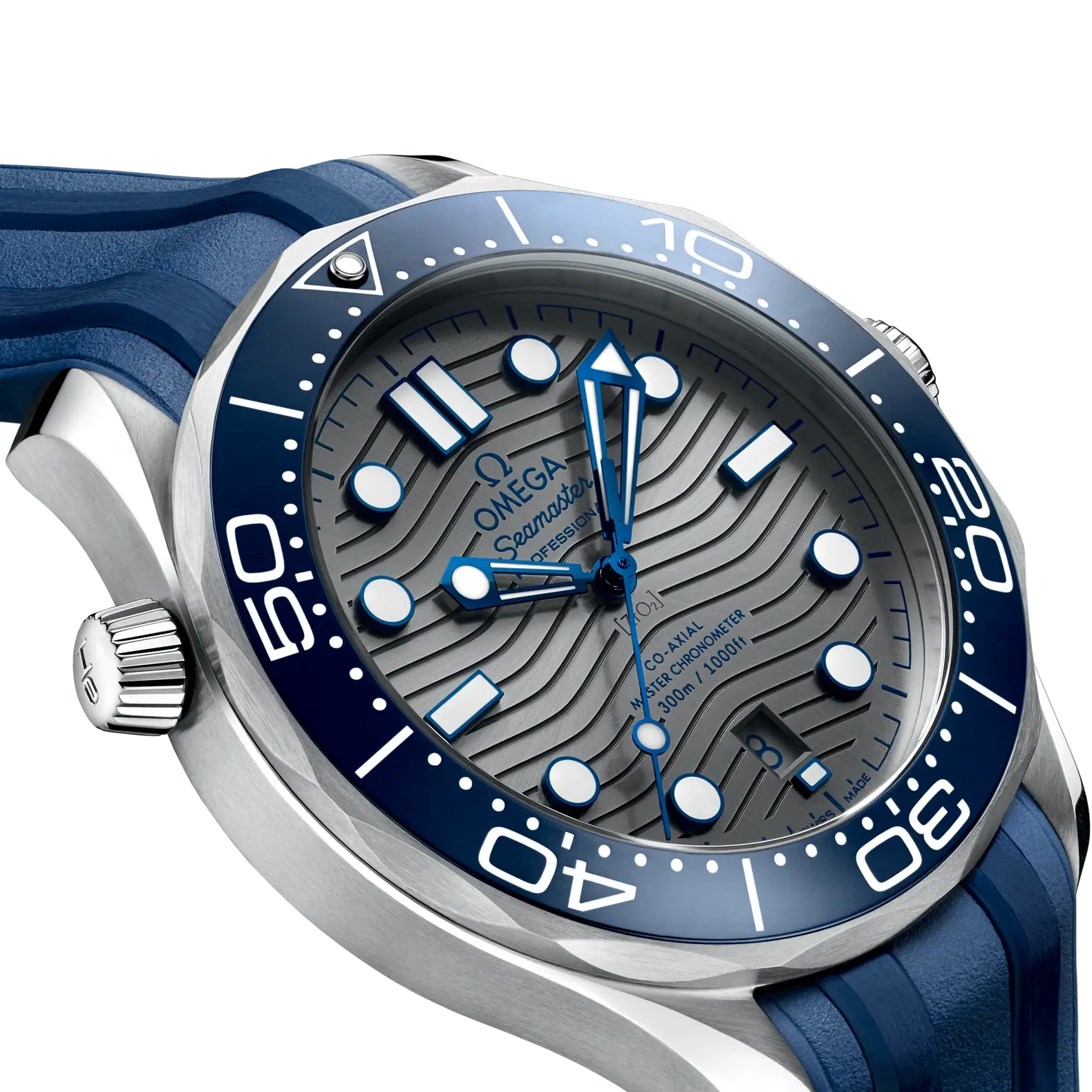 Seamaster Diver 300M - Blue Bezel Grey Dial on Rubber Strap
