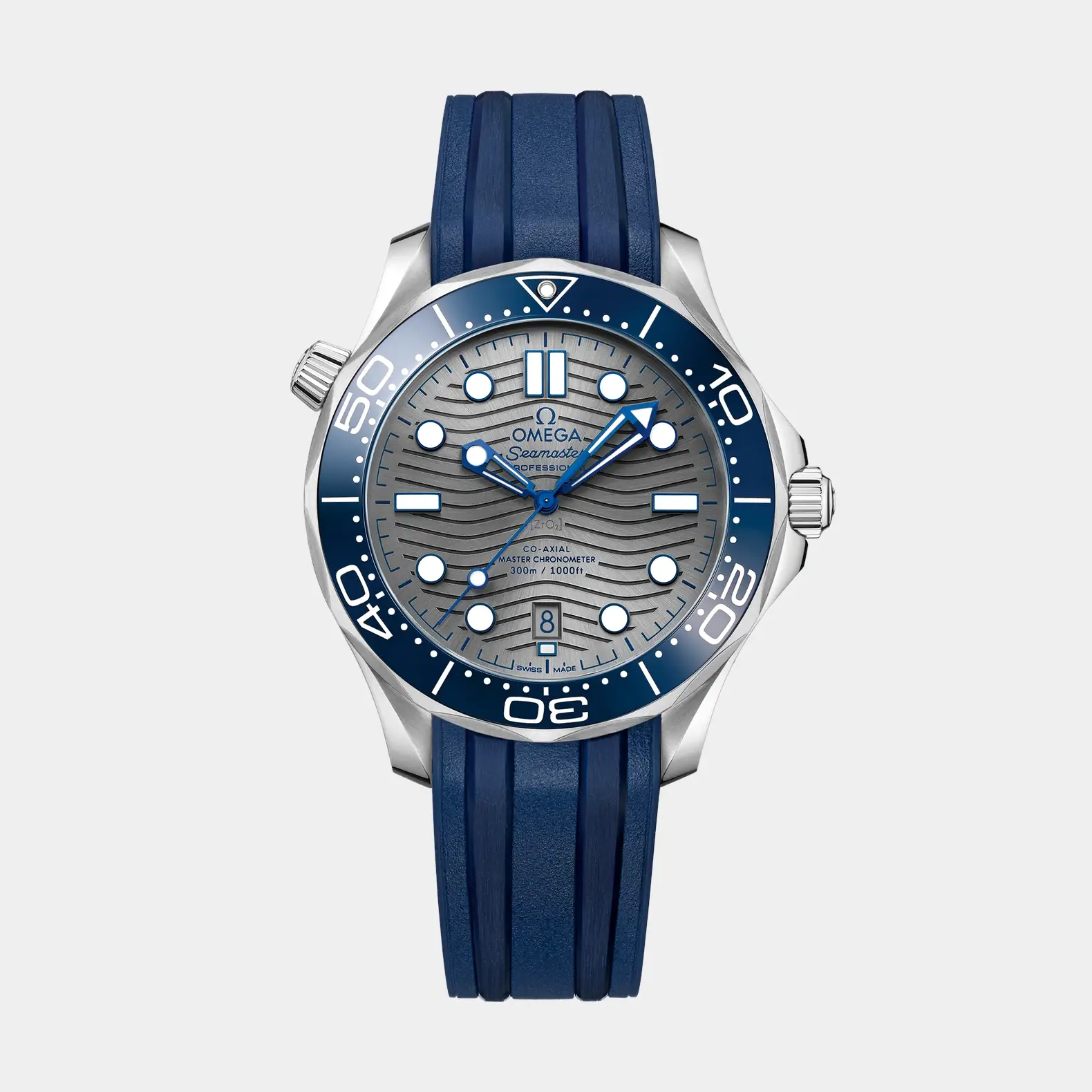 Seamaster Diver 300M - Blue Bezel Grey Dial on Rubber Strap
