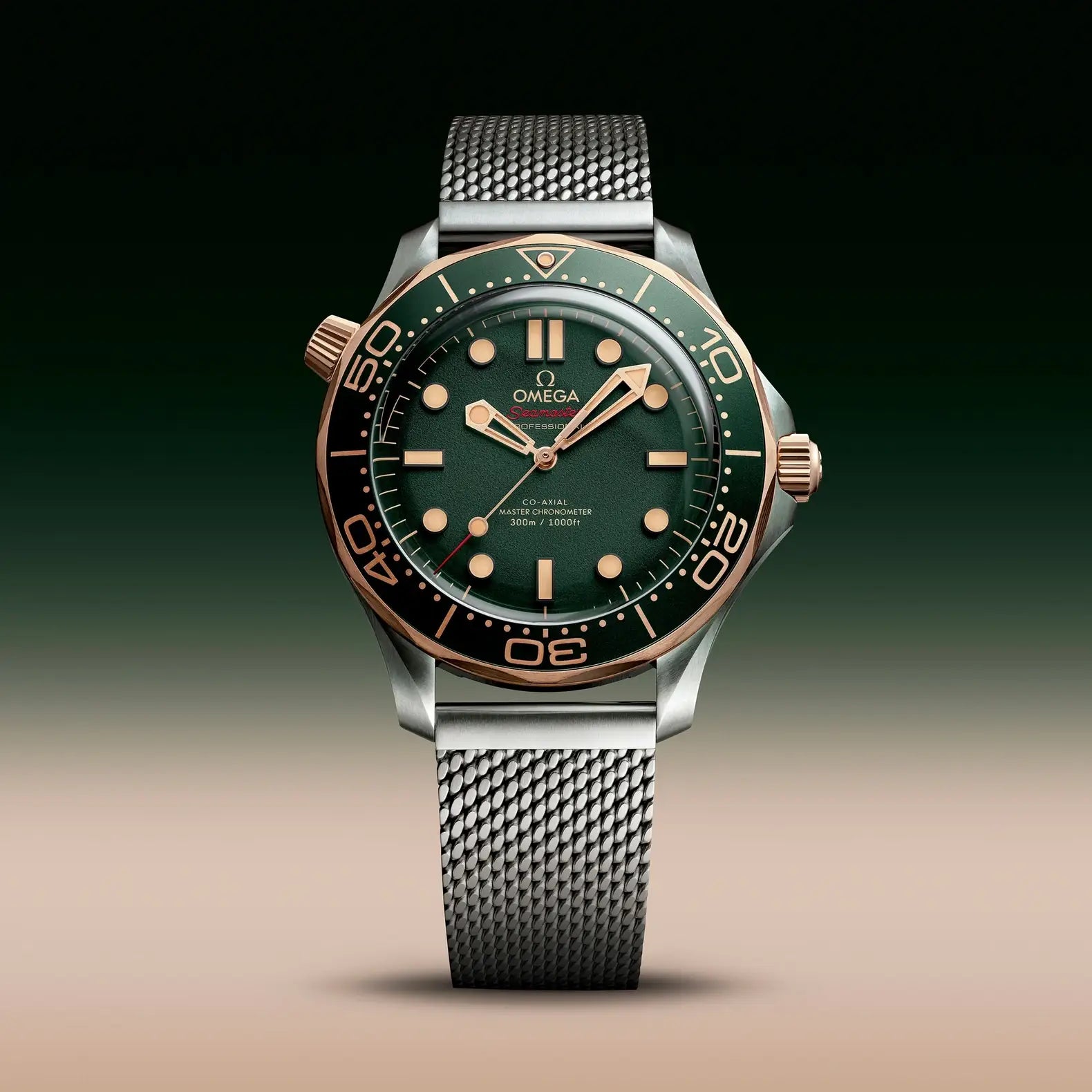 Seamaster Diver 300M 42mm Titanium and Bronze Gold - Green Dial on Bracelet