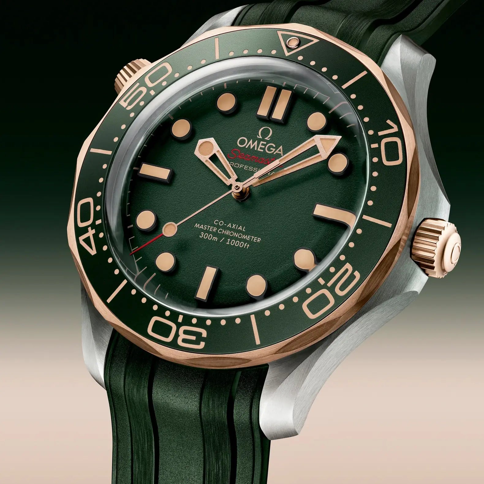 Seamaster Diver 300M Bronze Gold – Green Dial on Rubber Strap