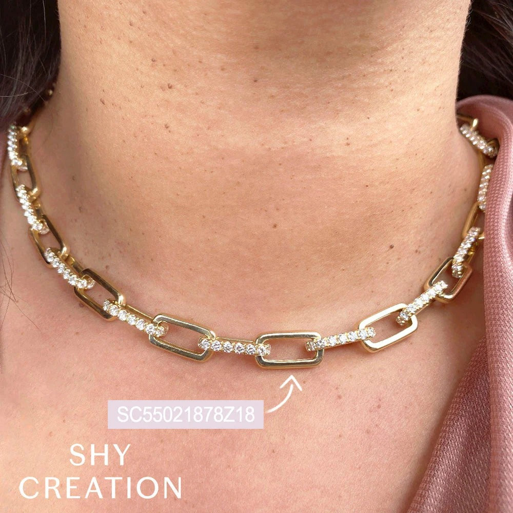 Kate 13.01ct Diamond Pavé Paperclip Link Necklace in 14K Yellow Gold