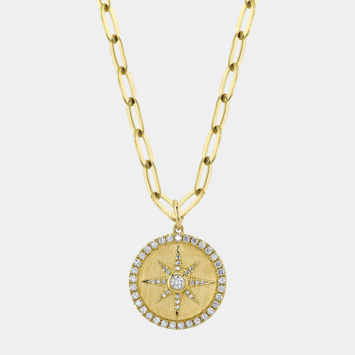 Kate Diamond Star Paperclip Link Necklace in 14K Yellow Gold