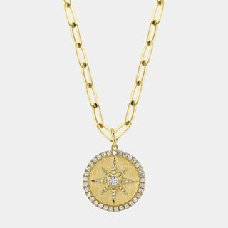 Kate Diamond Star Paperclip Link Necklace in 14K Yellow Gold