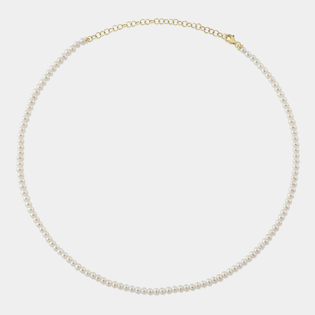 Cultured Pearl 14k Yellow Gold Tennis Necklace