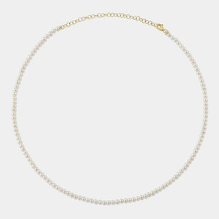 Cultured Pearl 14k Yellow Gold Tennis Necklace