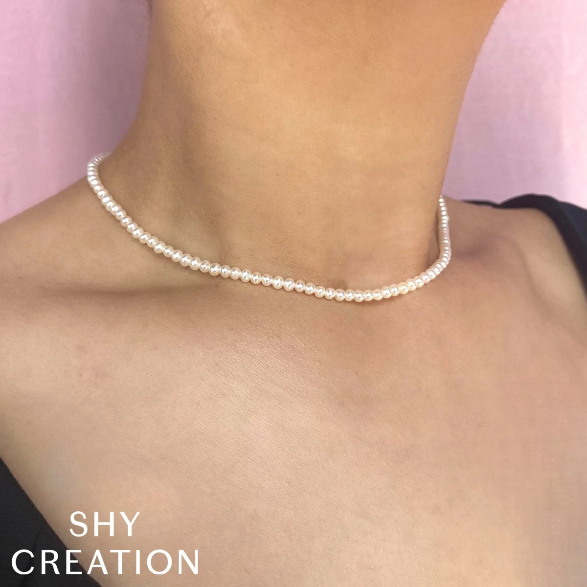 Cultured Pearl 14k Yellow Gold Tennis Necklace