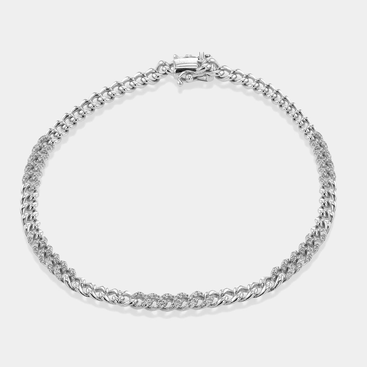 Diamond Chain Link Bracelet in 18K White Gold