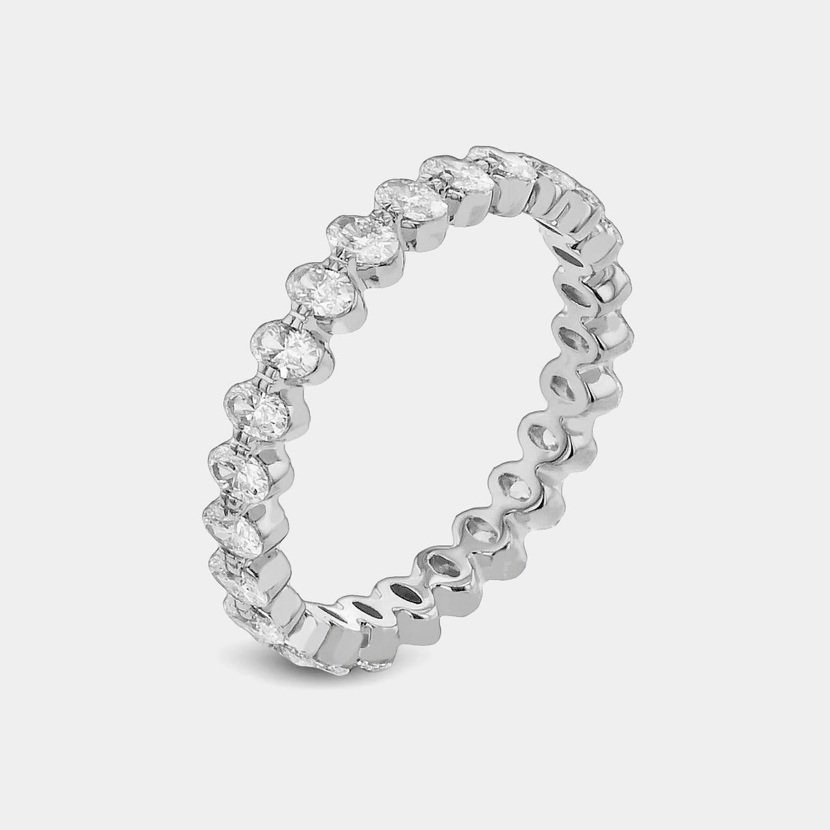 Oval Diamond Eternity Ring in 18K White Gold