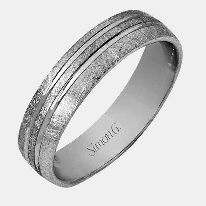 Textured Wedding Ring 14k White Gold - LG101