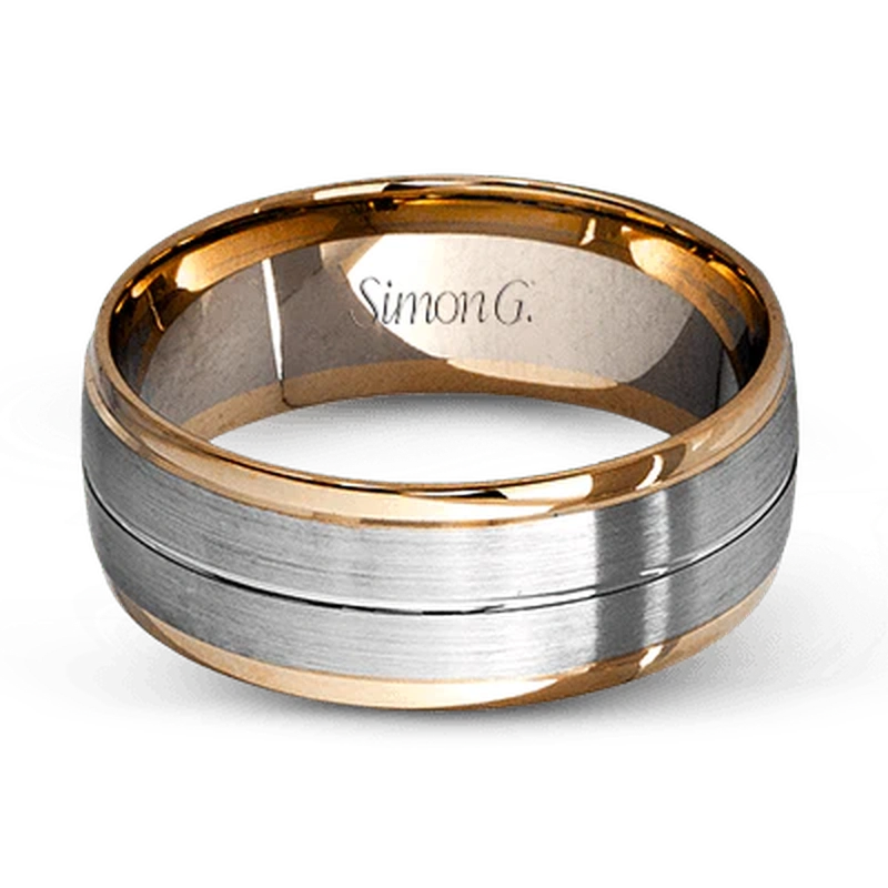 Classic Brushed Wedding Ring 14k White/Rose Gold - LG103