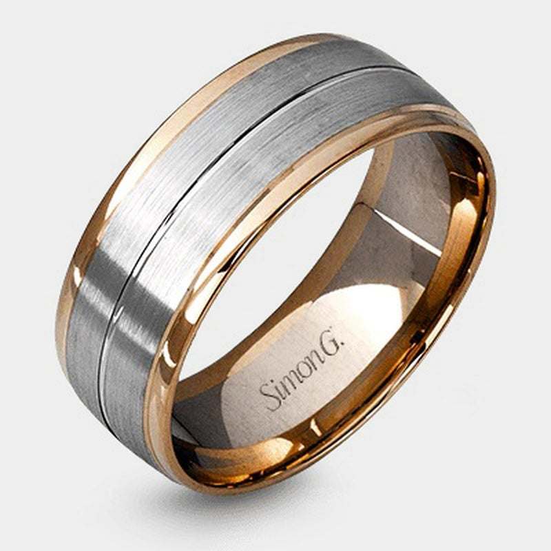 Classic Brushed Wedding Ring 14k White/Rose Gold - LG103