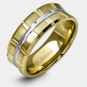 Modern Grooved Wedding Ring 14k White/Yellow Gold - LG110