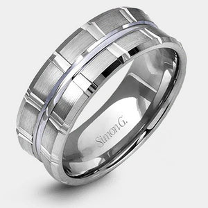 Modern Grooved Wedding Ring 18k White Gold - LG110