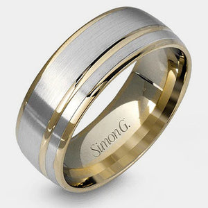 Classic Grooved Wedding Ring 18k White/Yellow Gold - LG117