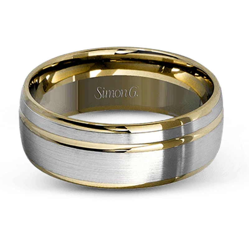 Classic Grooved Wedding Ring 18k White/Yellow Gold - LG117