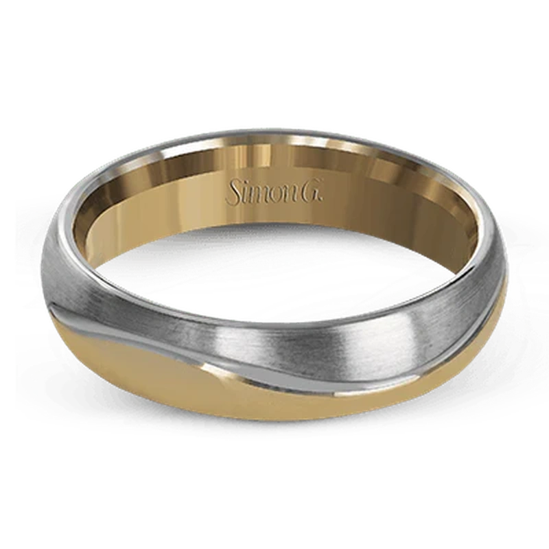 Modern Wedding Ring 18k White/Yellow Gold - LG148