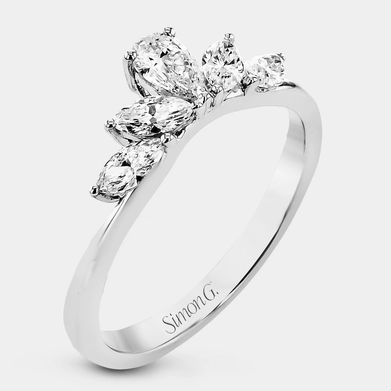 Cluster Diamond Wedding Ring 18k White Gold - LR4099