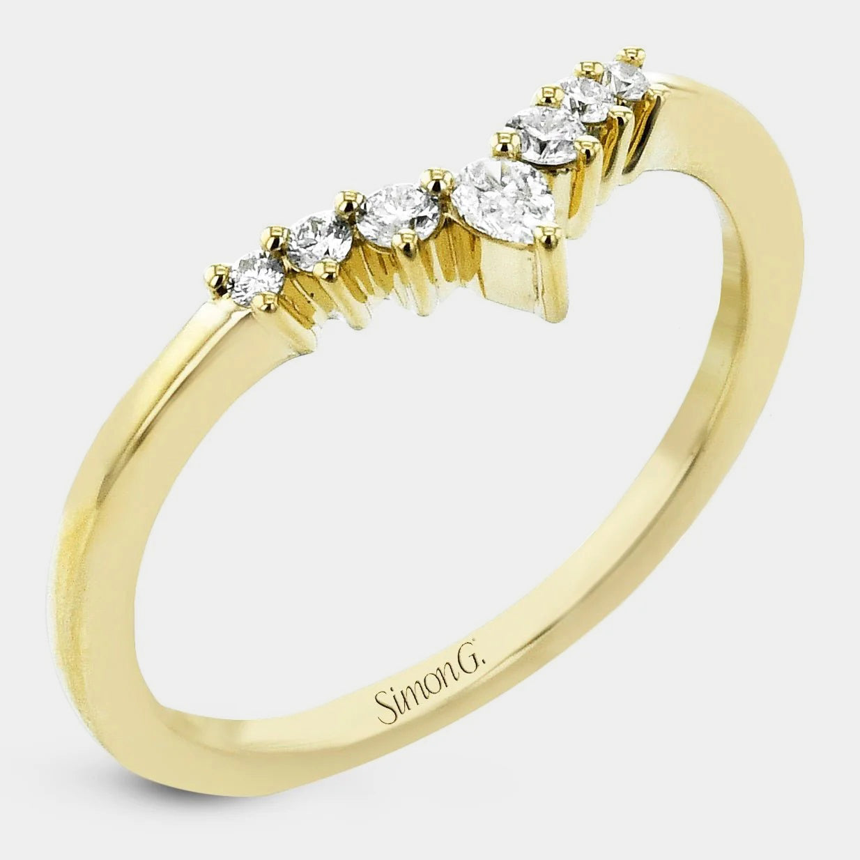 Contoured Diamond Wedding Ring 18k Yellow Gold - LR4118