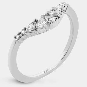 Contoured Diamond Wedding Ring 18k White Gold - LR4121