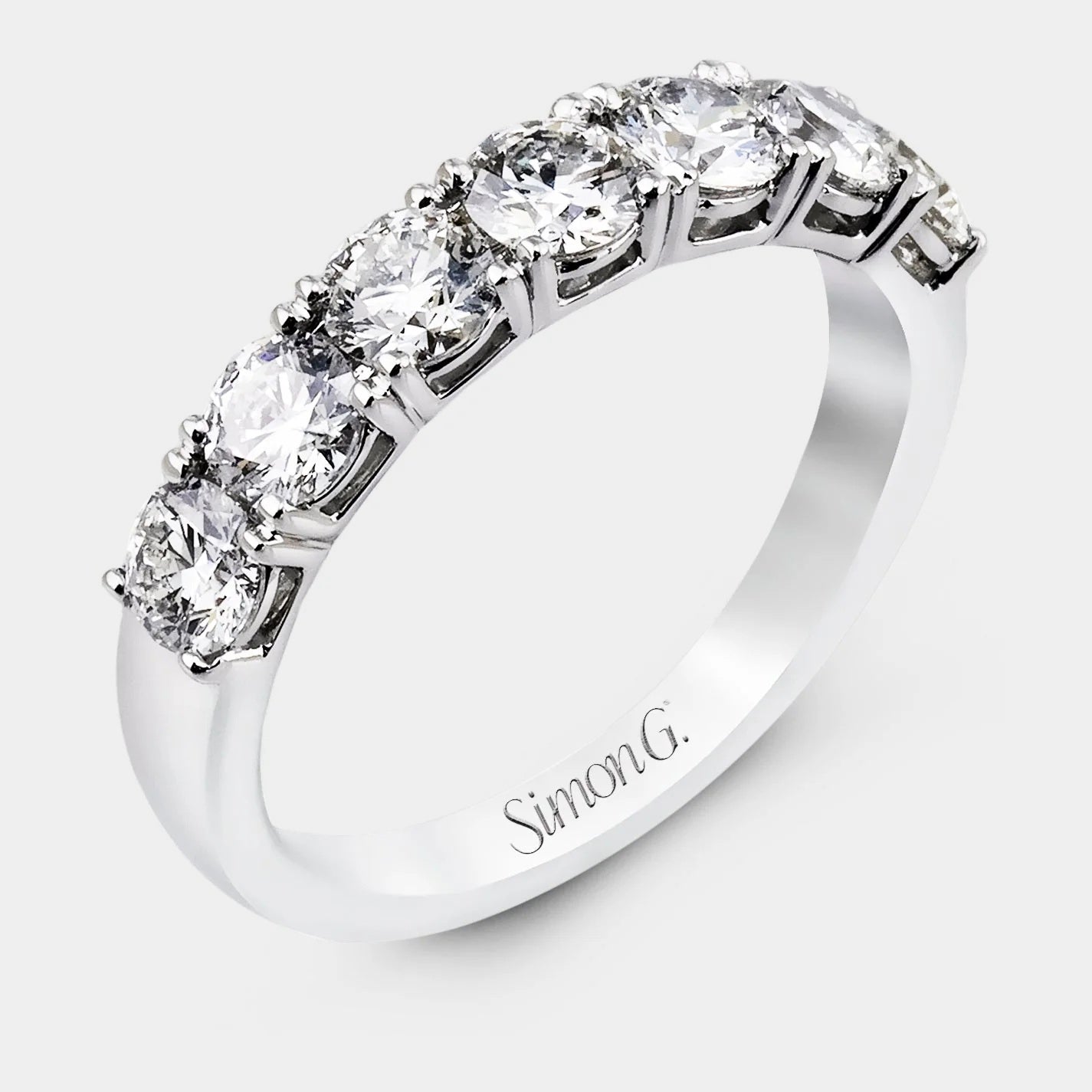 Round Diamond Wedding Ring 18k White Gold - MR2070