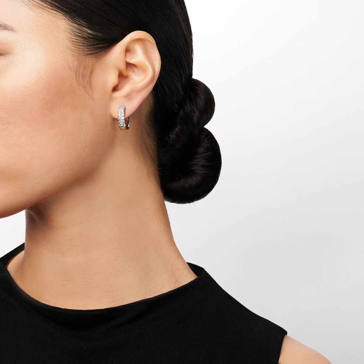 Simon-Set Diamond Huggie Hoop Earrings