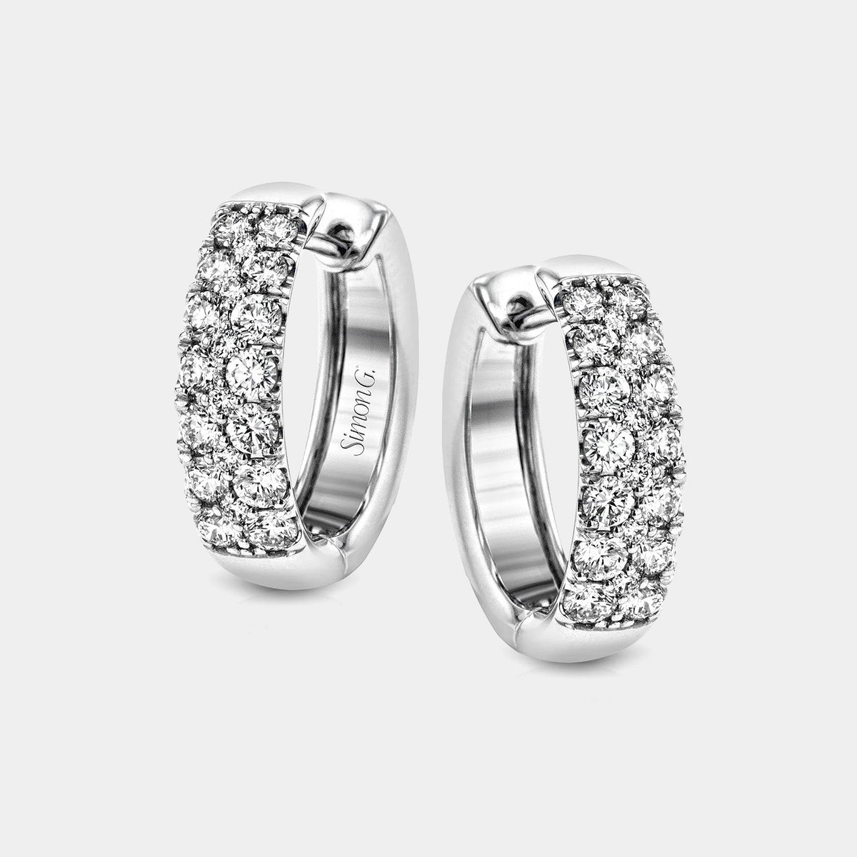 Simon-Set Diamond Huggie Hoop Earrings