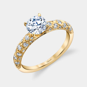 Round Milgrain Diamond Engagement Ring - SJU1185R