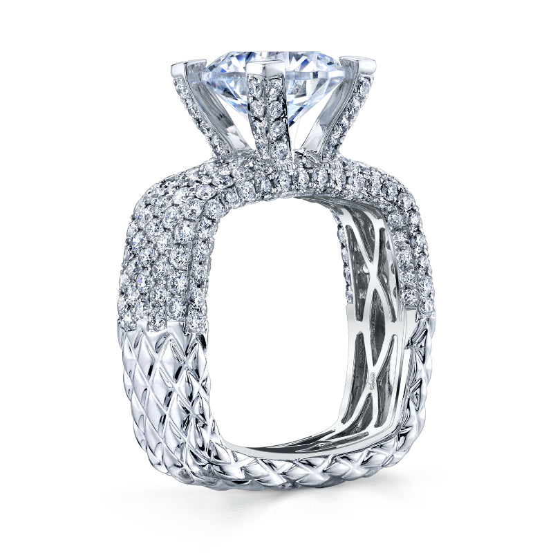 Round Pavé Diamond Engagement Ring - SJU1593R