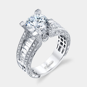 Round Milgrain Detail Diamond Engagement Ring - SJU1712RS